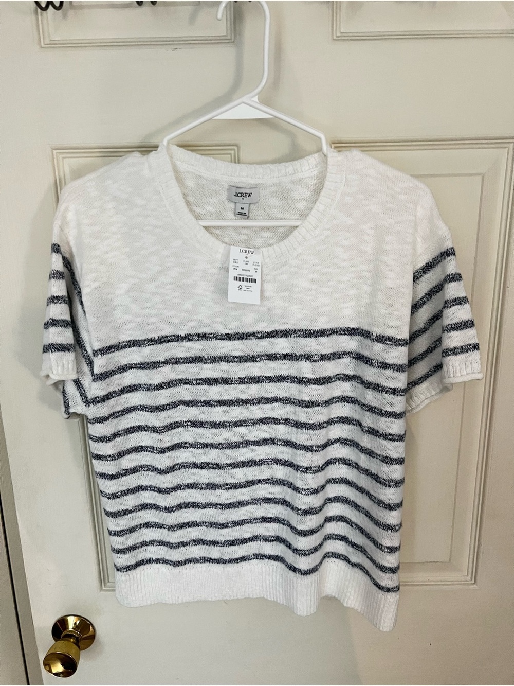 J. Crew Factory Striped Short-Sleeve Relaxed Beach Sweater, Size Medium NWT